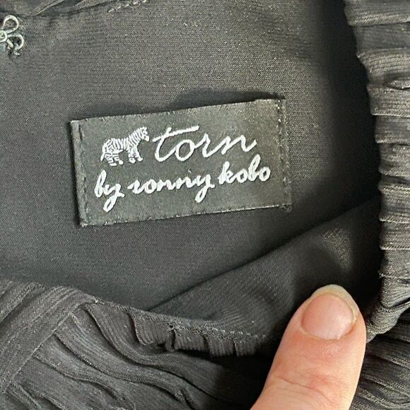 TORN by Ronny Kobo black cap sleeve steath dress - Picture 10 of 14